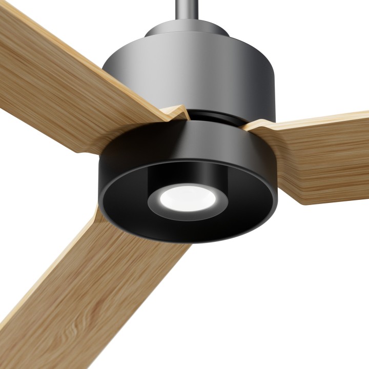 Ventilador ANNE M gris grafito palas madera clara luz focal – Sulion