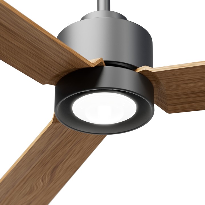 Ventilador ANNE M gris grafito palas madera media luz indirecta – Sulion