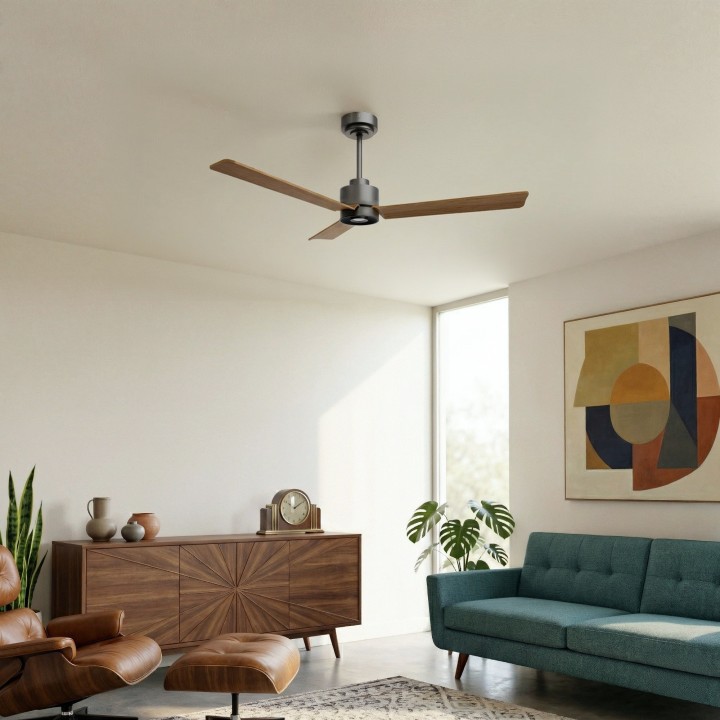 Ventilador ANNE M gris grafito palas madera media luz focal – Sulion