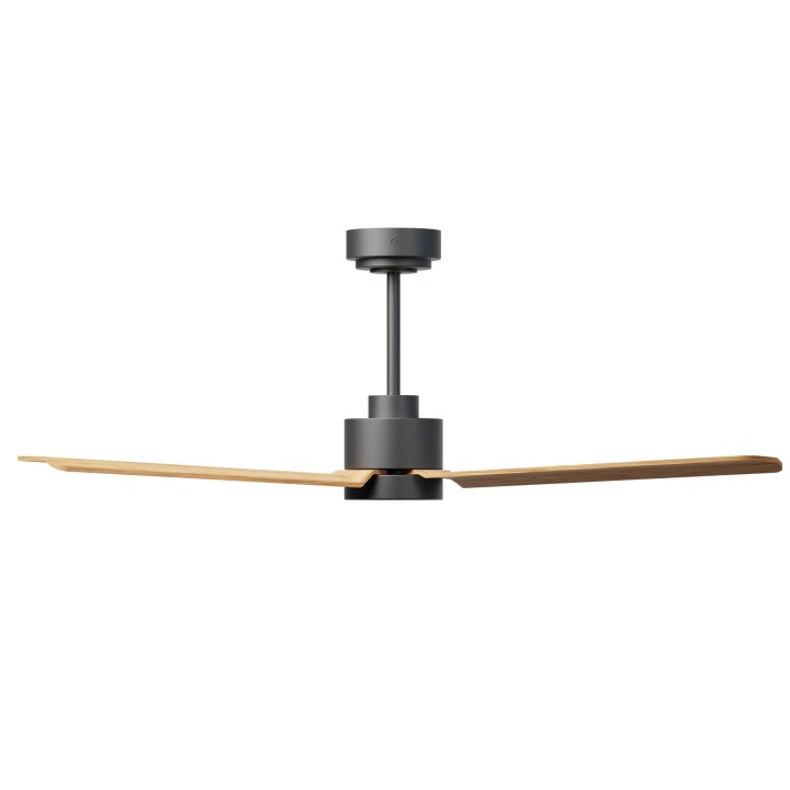 Ventilador ANNE M gris grafito palas madera media luz focal – Sulion