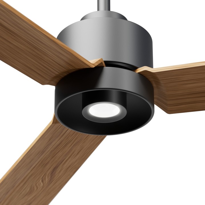 Ventilador ANNE M gris grafito palas madera media luz focal – Sulion