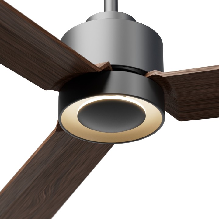 Ventilador ANNE M gris grafito pala madera oscura luz indirecta Sulion