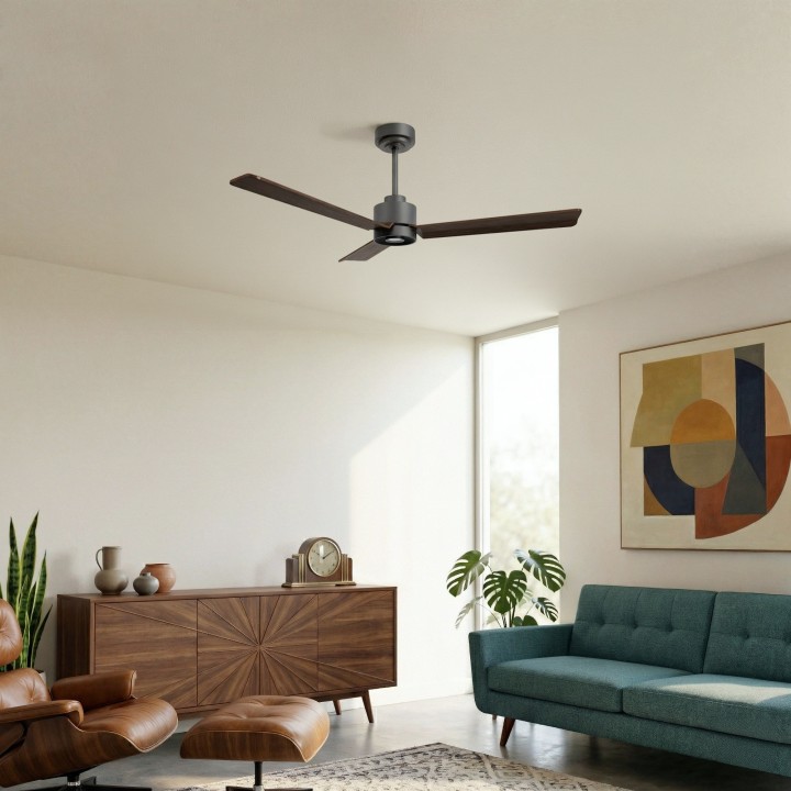 Ventilador ANNE M gris grafito palas madera oscura luz focal – Sulion