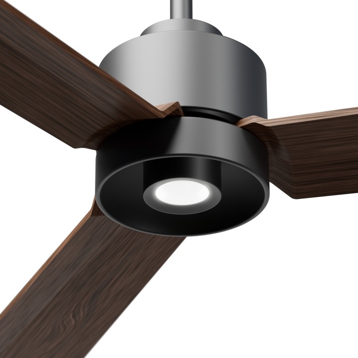 Ventilador ANNE M gris grafito palas madera oscura luz focal – Sulion