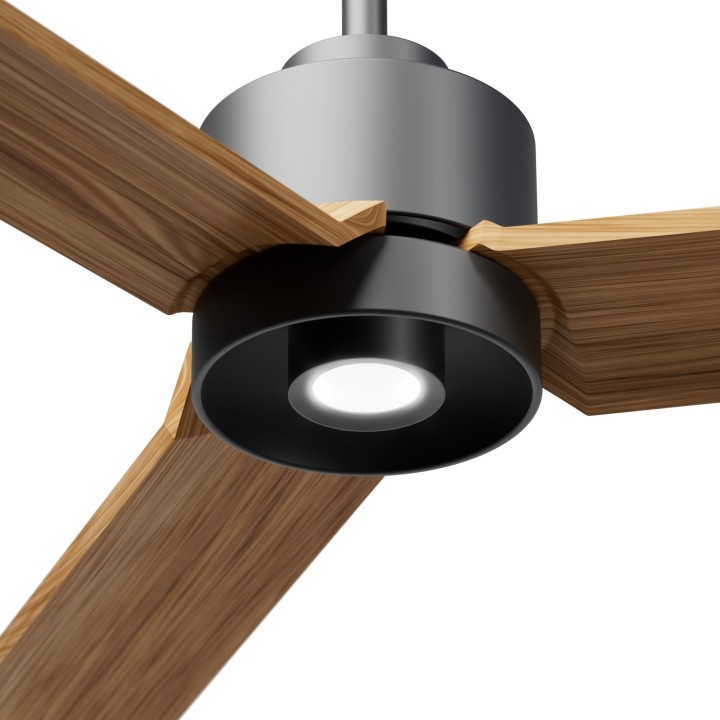 Ventilador ANNE XL gris grafito palas madera media luz focal – Sulion