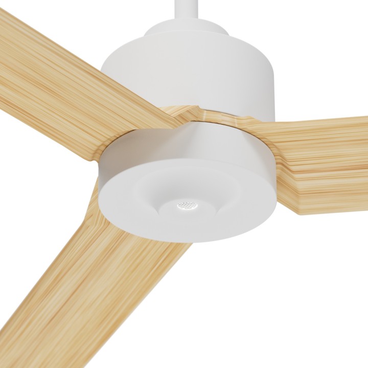 Ventilador ANNE XXL blanco palas madera clara luz confort – Sulion