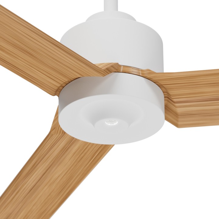 Ventilador ANNE XXL blanco palas madera media luz confort – Sulion