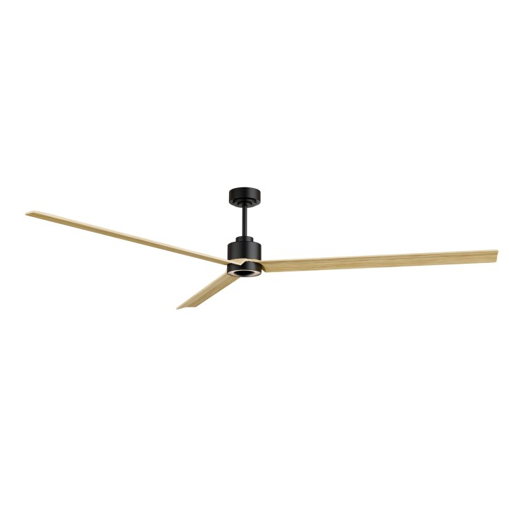 Ventilador ANNE XXL negro palas madera clara luz indirecta – Sulion