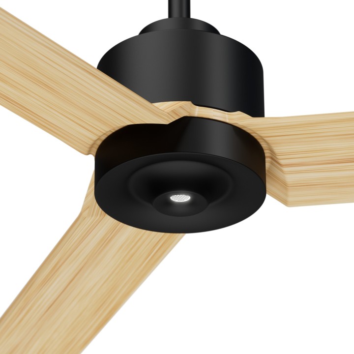 Ventilador ANNE XXL negro palas madera clara luz confort – Sulion