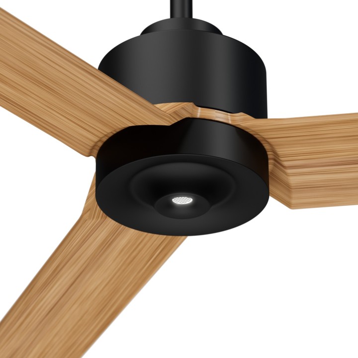 Ventilador ANNE XXL negro palas madera media luz confort – Sulion