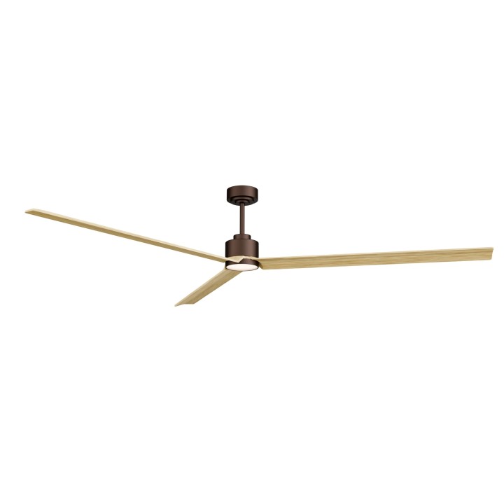 Ventilador ANNE XXL marrón óxido palas madera clara luz general Sulion