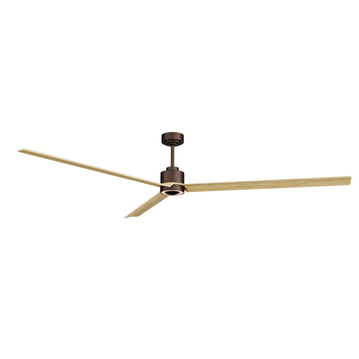 Ventilador ANNE XXL marrón óxido palas madera clara luz indirecta Sulion
