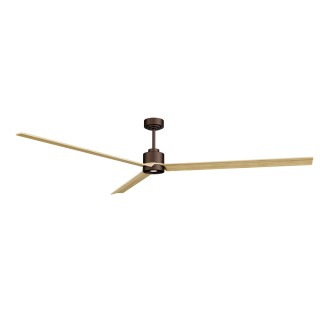Ventilador ANNE XXL marrón óxido palas madera clara luz focal – Sulion
