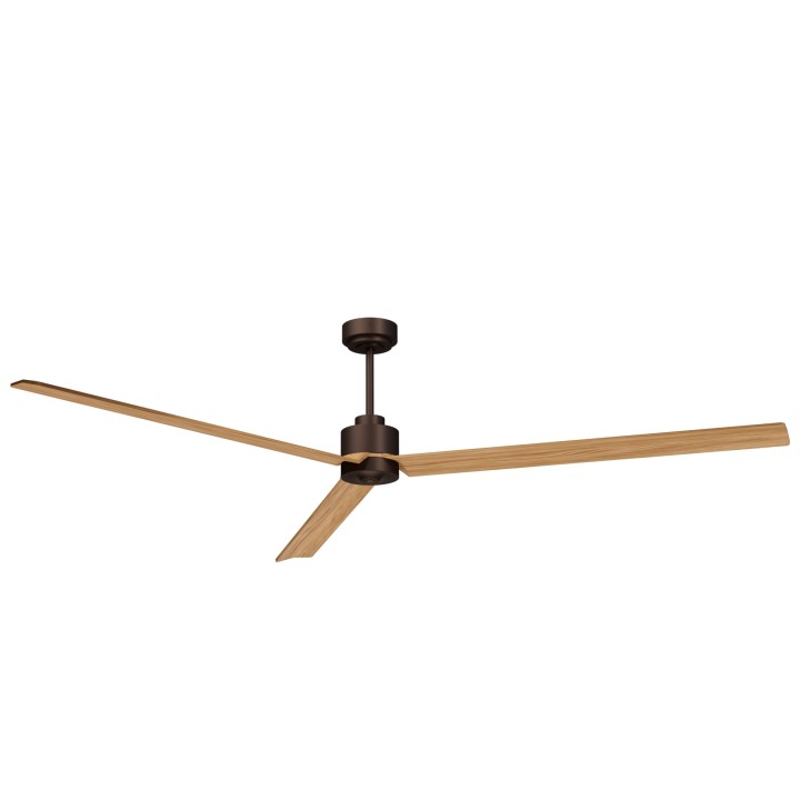 Ventilador ANNE XXL marrón óxido palas madera media luz confort Sulion