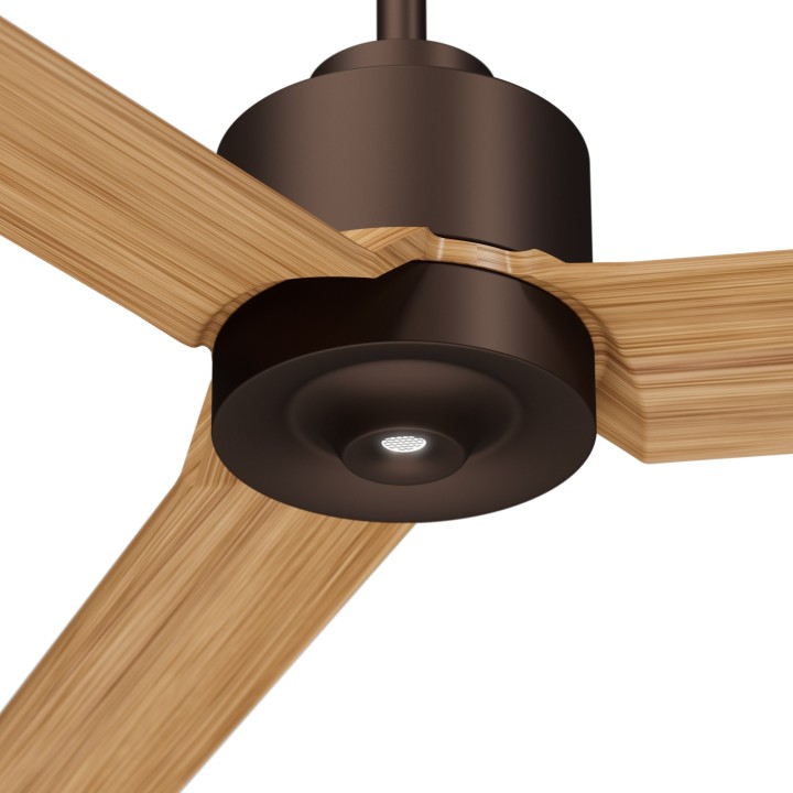 Ventilador ANNE XXL marrón óxido palas madera media luz confort Sulion