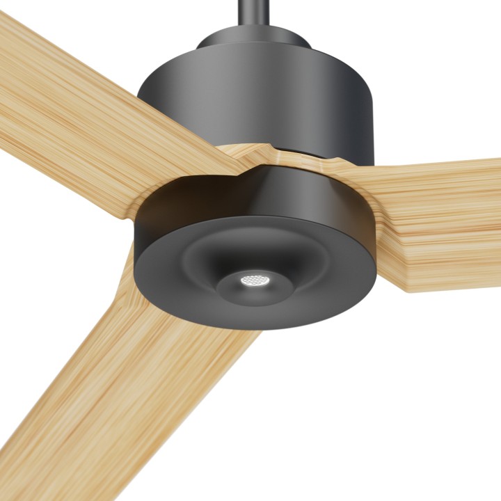 Ventilador ANNE XXL gris grafito palas madera clara luz confort Sulion