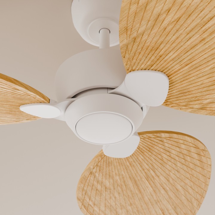 Ventilador ALMA S blanco madera clara sin luz – Sulion