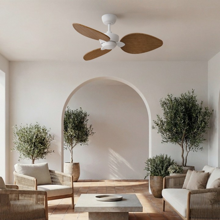 Ventilador ALMA S blanco madera clara sin luz – Sulion