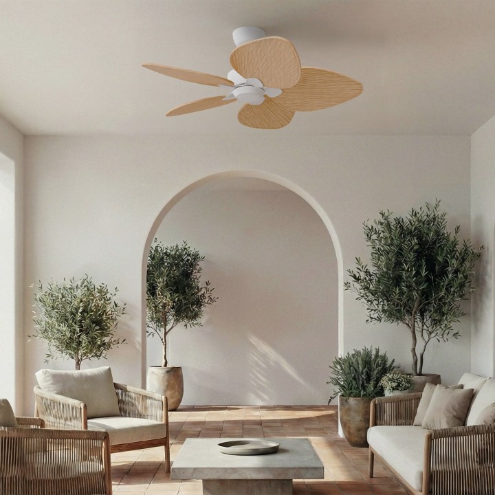 Ventilador ALMA S blanco madera media sin luz – Sulion