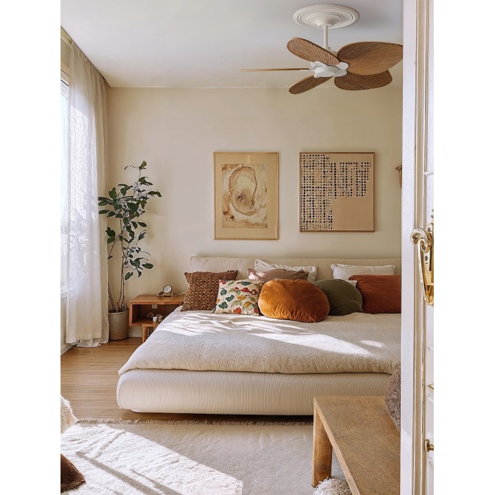 Ventilador ALMA S blanco madera oscura sin luz – Sulion
