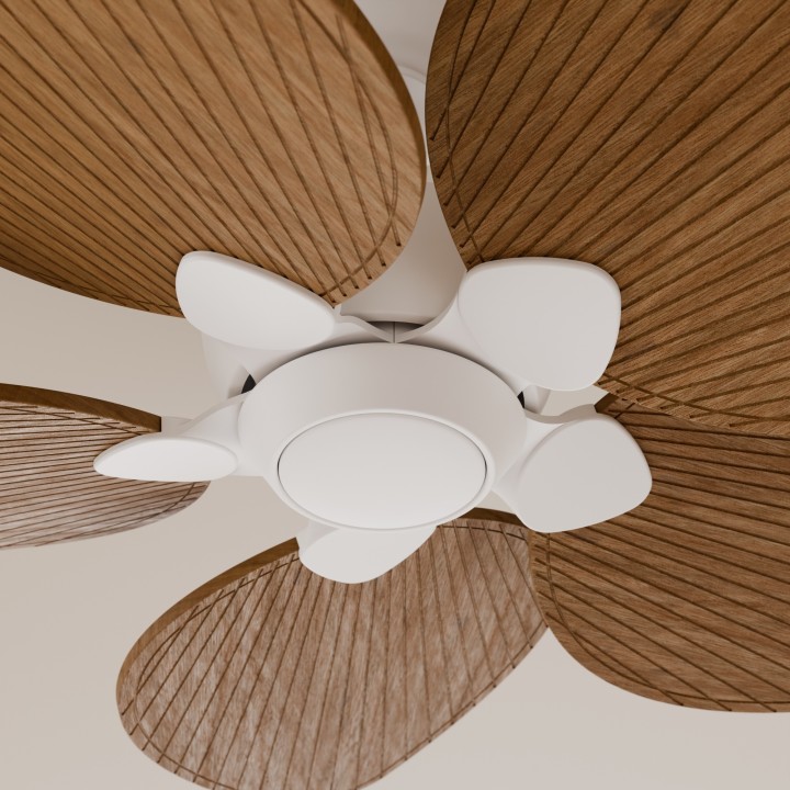 Ventilador ALMA S blanco madera oscura sin luz – Sulion