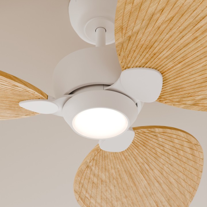 Ventilador ALMA S blanco madera clara con luz – Sulion