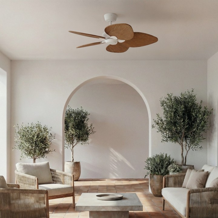 Ventilador ALMA S blanco madera oscura con luz – Sulion