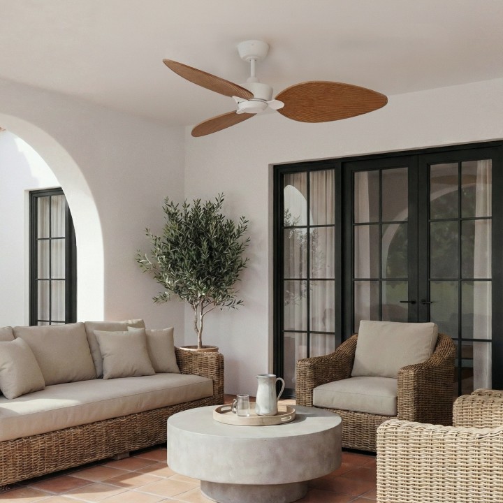 Ventilador ALMA L blanco madera clara sin luz – Sulion
