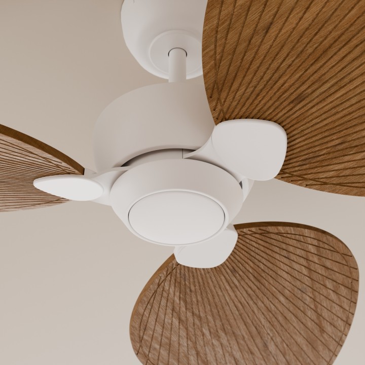 Ventilador ALMA L blanco madera clara sin luz – Sulion