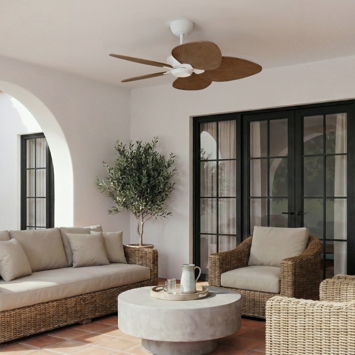 Ventilador ALMA L blanco madera oscura sin luz – Sulion