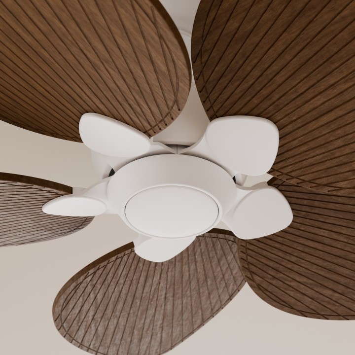 Ventilador ALMA L blanco madera oscura sin luz – Sulion