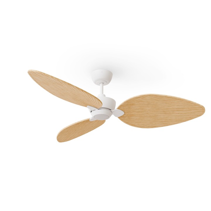 Ventilador ALMA L blanco madera clara con luz – Sulion
