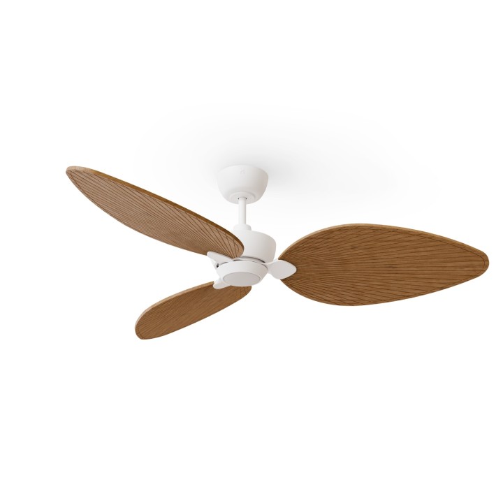 Ventilador ALMA L blanco madera clara con luz – Sulion