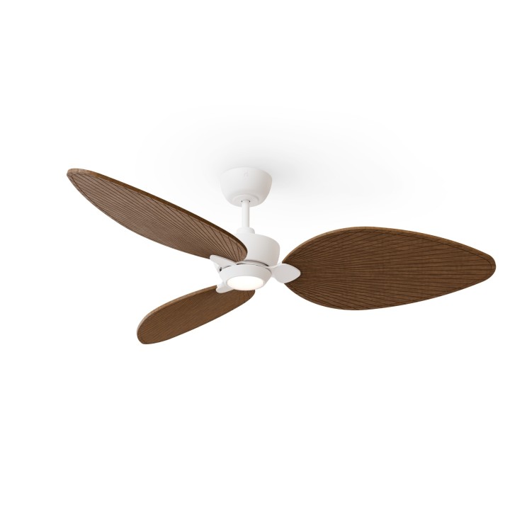Ventilador ALMA L blanco madera media con luz – Sulion