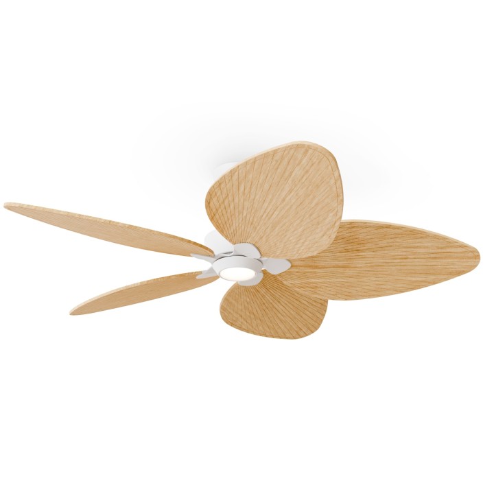 Ventilador ALMA L blanco madera media con luz – Sulion