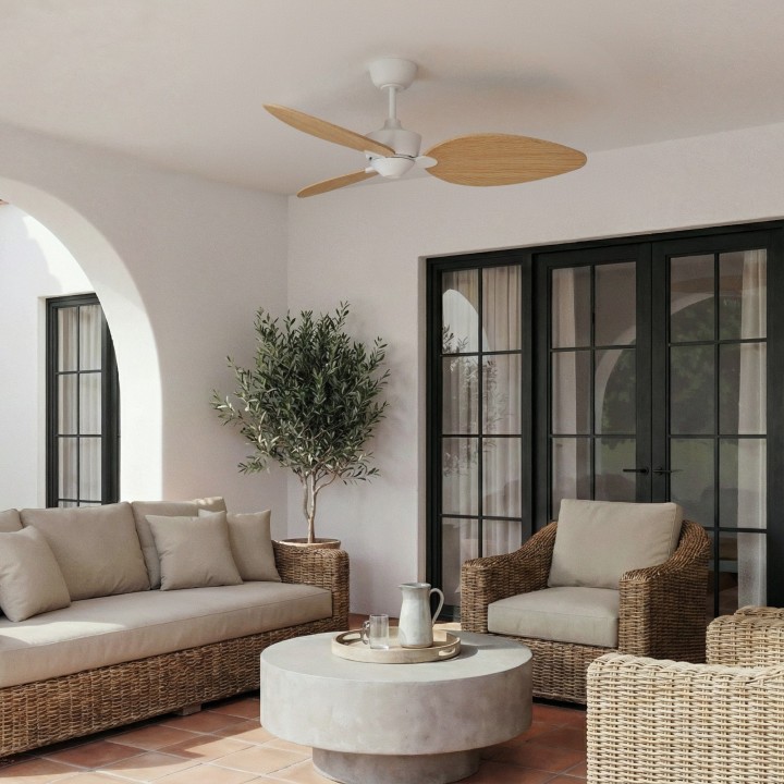 Ventilador ALMA L blanco madera clara luz confort – Sulion