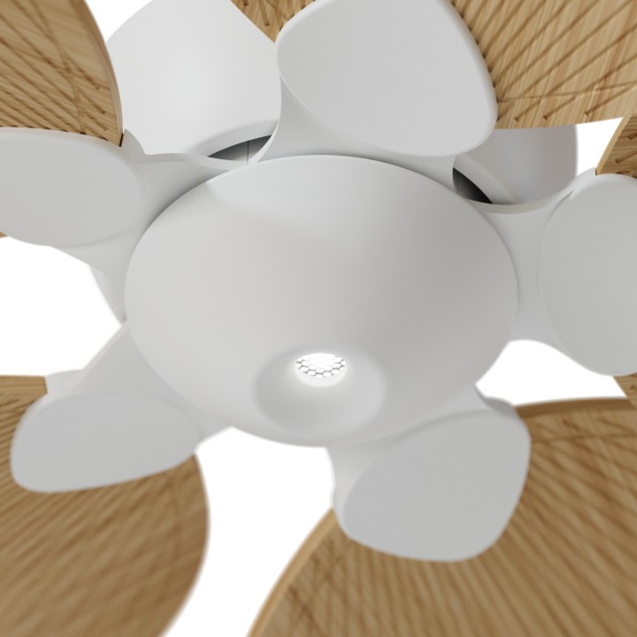 Ventilador ALMA L blanco madera media luz confort – Sulion