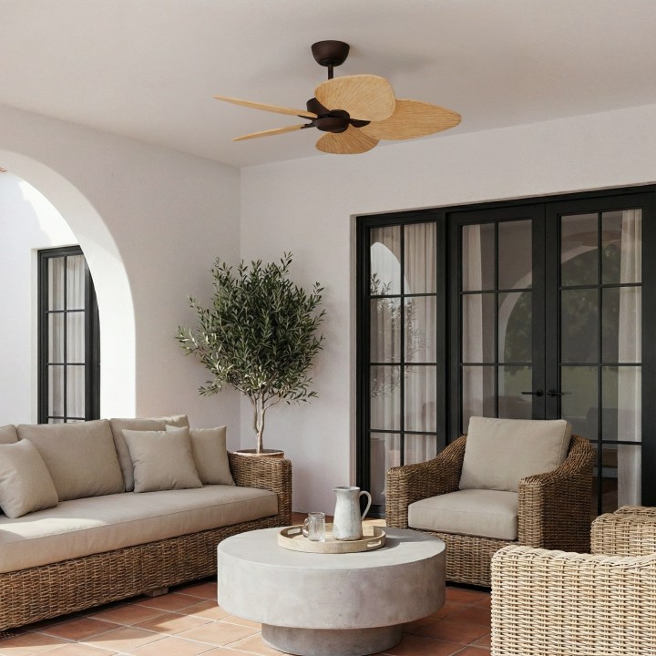 Ventilador ALMA S óxido madera media sin luz – Sulion