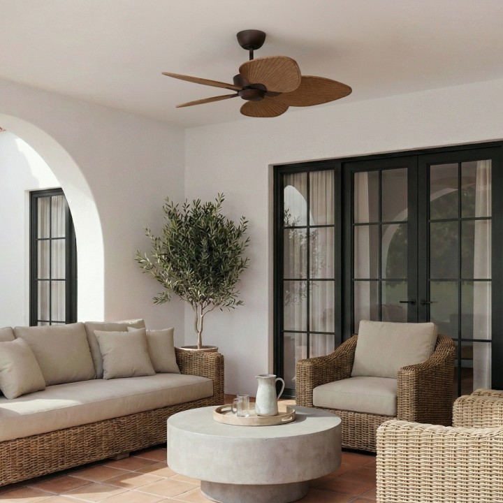 Ventilador ALMA S óxido madera oscura sin luz – Sulion