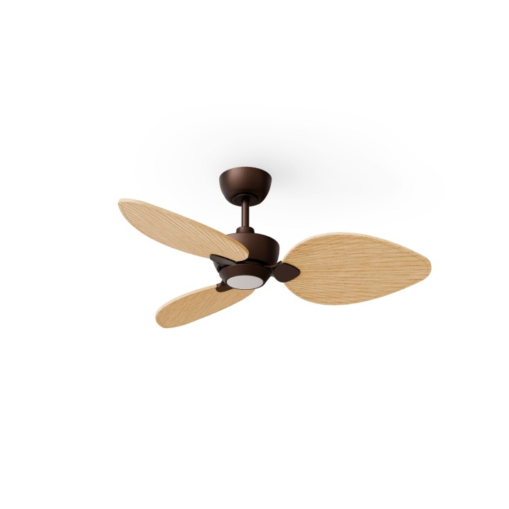 Ventilador ALMA S óxido madera clara con luz – Sulion
