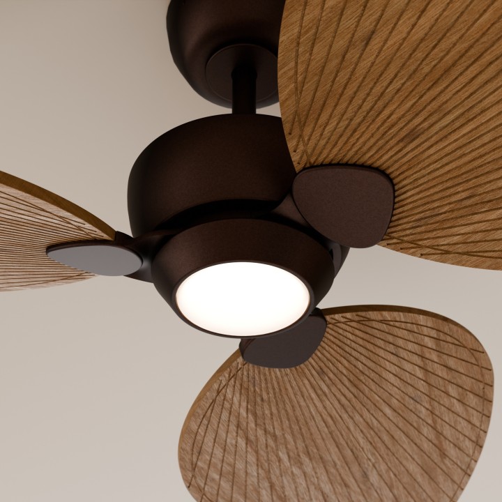 Ventilador ALMA S óxido madera clara con luz – Sulion
