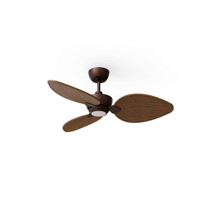 Ventilador ALMA S óxido madera media con luz – Sulion