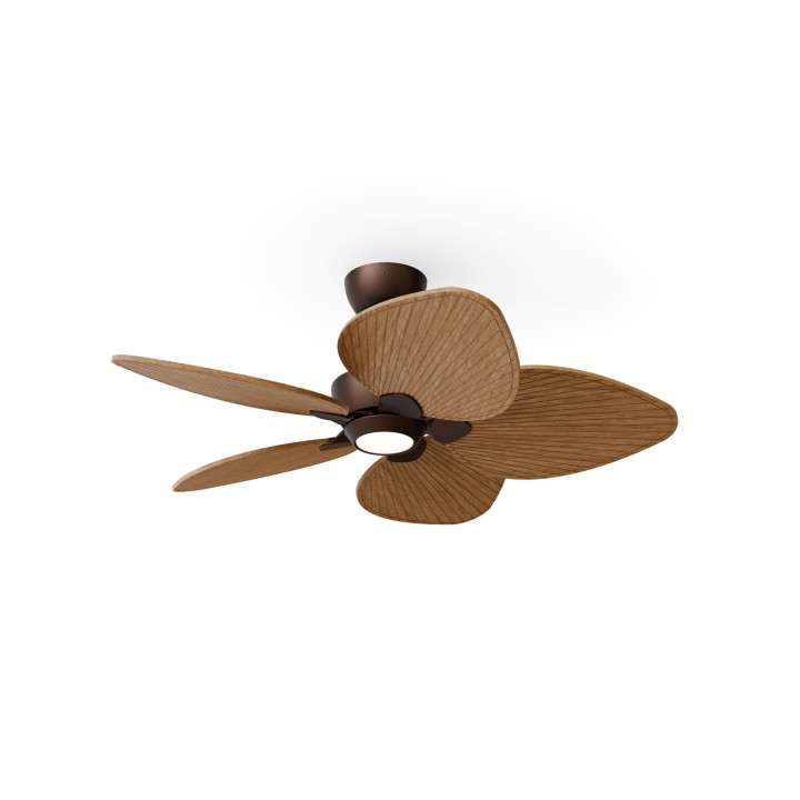 Ventilador ALMA S óxido madera oscura con luz – Sulion