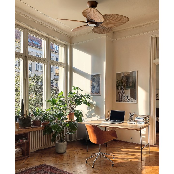 Ventilador ALMA S óxido madera oscura con luz – Sulion