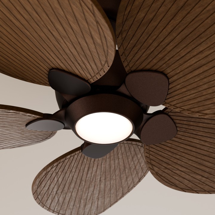 Ventilador ALMA S óxido madera oscura con luz – Sulion