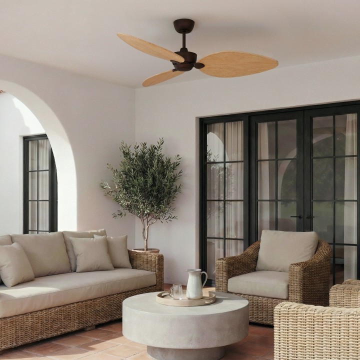 Ventilador ALMA L óxido madera clara sin luz – Sulion