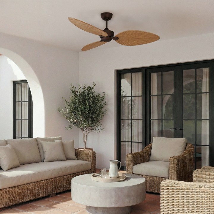 Ventilador ALMA L óxido madera clara sin luz – Sulion