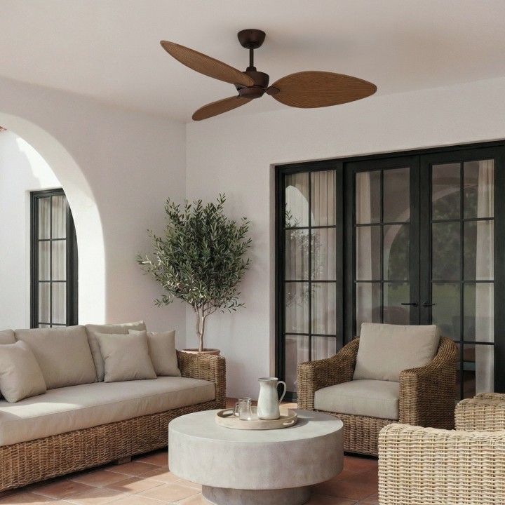 Ventilador ALMA L óxido madera media sin luz – Sulion