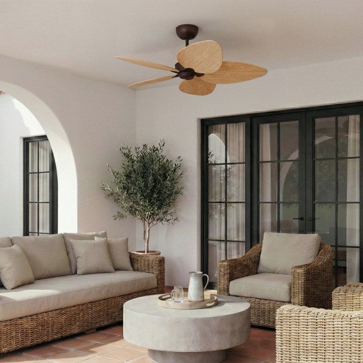 Ventilador ALMA L óxido madera media sin luz – Sulion