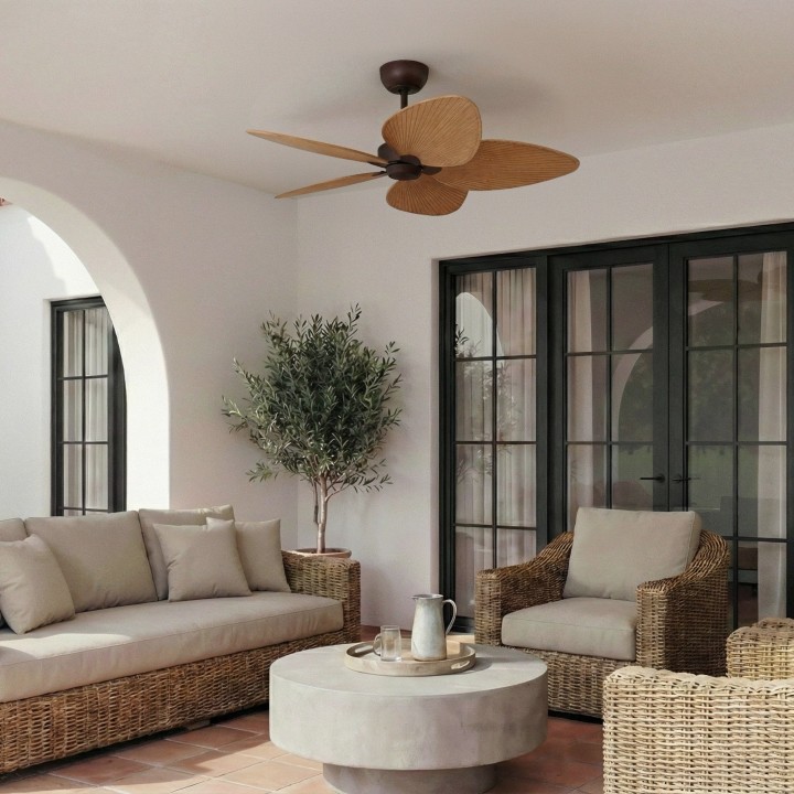 Ventilador ALMA L óxido madera oscura sin luz – Sulion